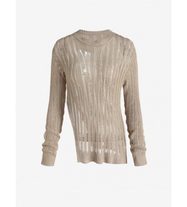 Semi Sheer Notched Side Sweater