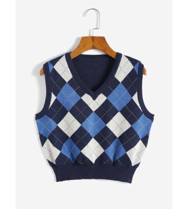 Argyle V Neck Sweater Vest