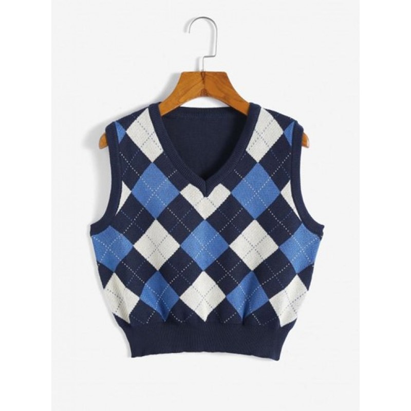 Argyle V Neck Sweater Vest