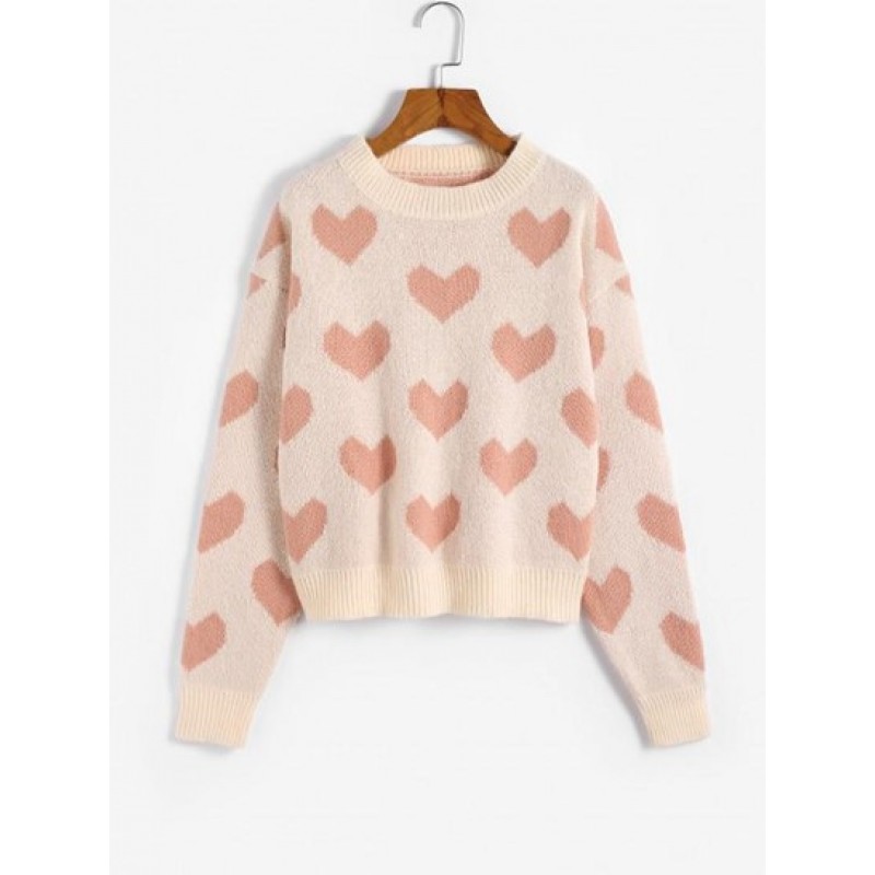 Heart Graphic Crew Neck Sweater