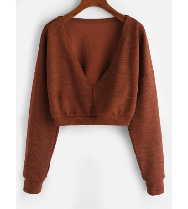 Loose V Neck Cropped Knitwear