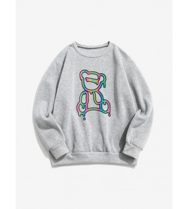 Iridescent Bear Graphic Thermal Lined Sweatshirt