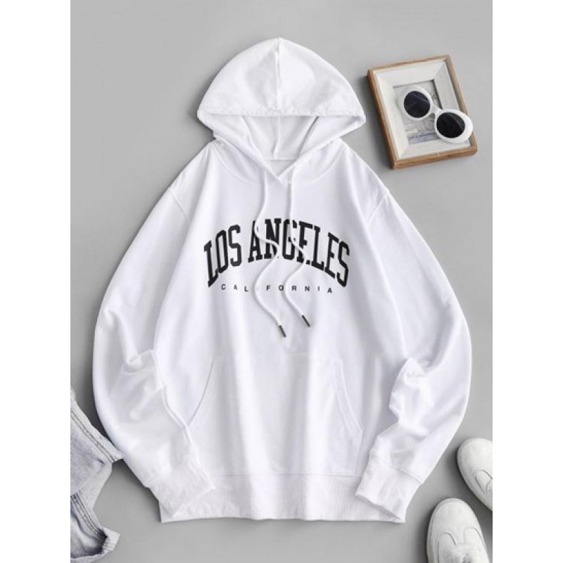 Cotton LOS ANGELES Graphic Pocket Hoodie