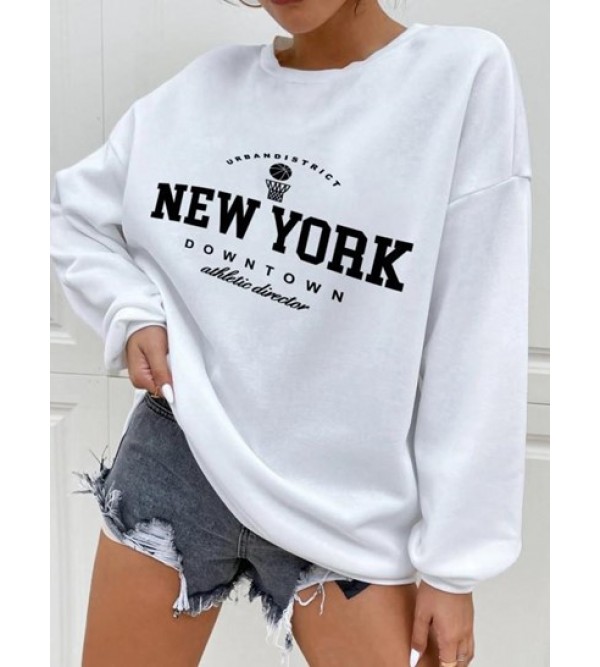 Graphic New York Print Pullover Sweatshirt