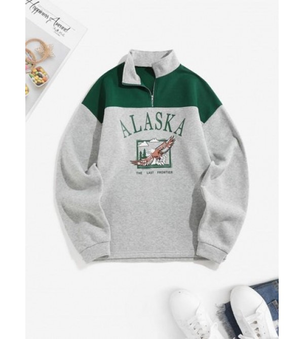 Fleece Lined ALASKA Graphic Quarter Zip Sweatshirt