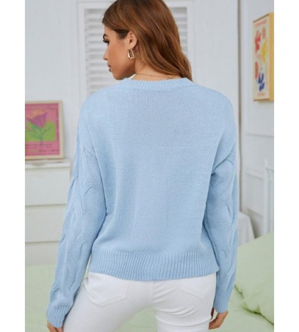 Textured Drop Shoulder Plain Sweater