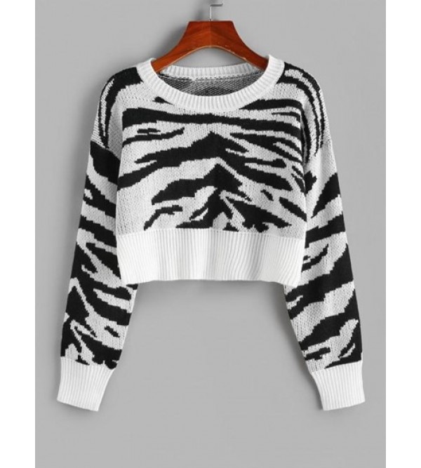 Tiger Print Cropped Sweater