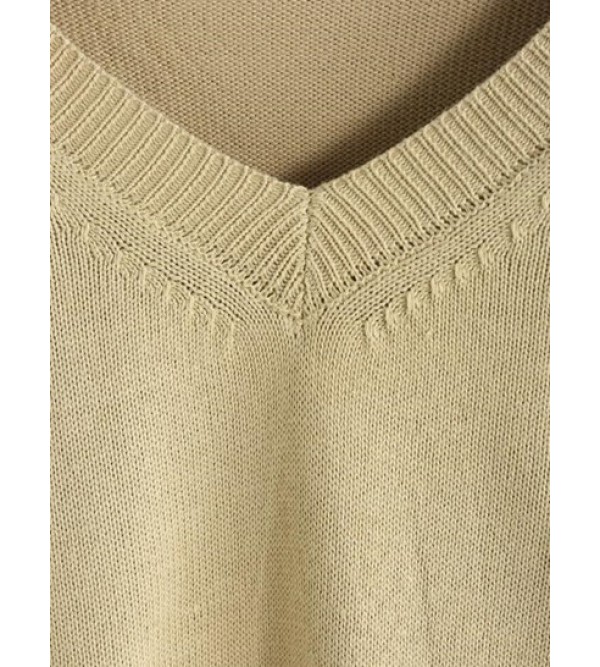 Solid V Neck Cropped Sweater