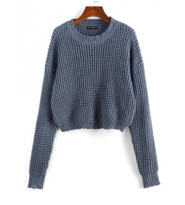 Plain Drop Shoulder Crew Neck Sweater