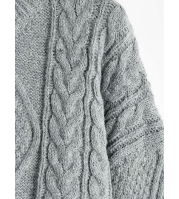 Cable Knit Drop Shoulder Cropped Sweater