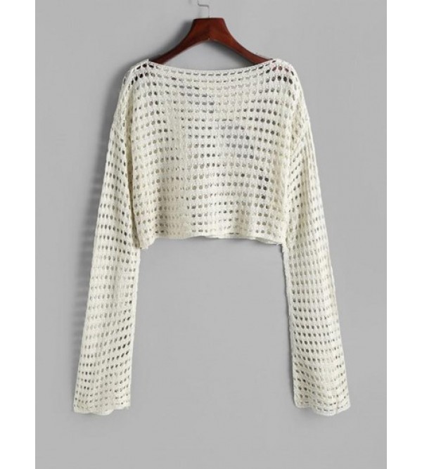 Cutout See Through Cropped Sweater