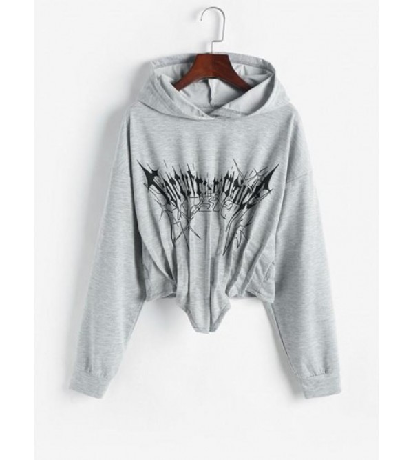 Letter Graphic Pintuck Corset Style Hoodie