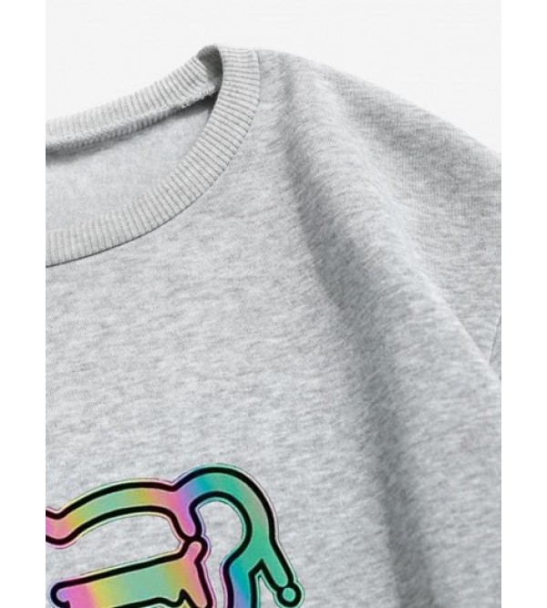 Iridescent Bear Graphic Thermal Lined Sweatshirt