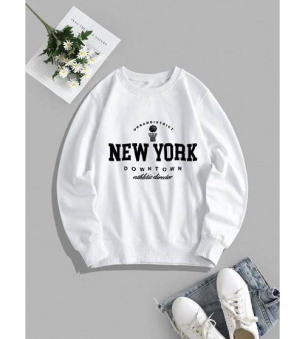 Graphic New York Print Pullover Sweatshirt