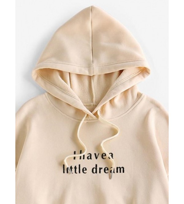 Drop Shoulder Slogan Print Thermal Lined Hoodie