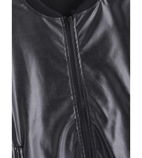 Fleece Lined Faux Leather Zip Jacket