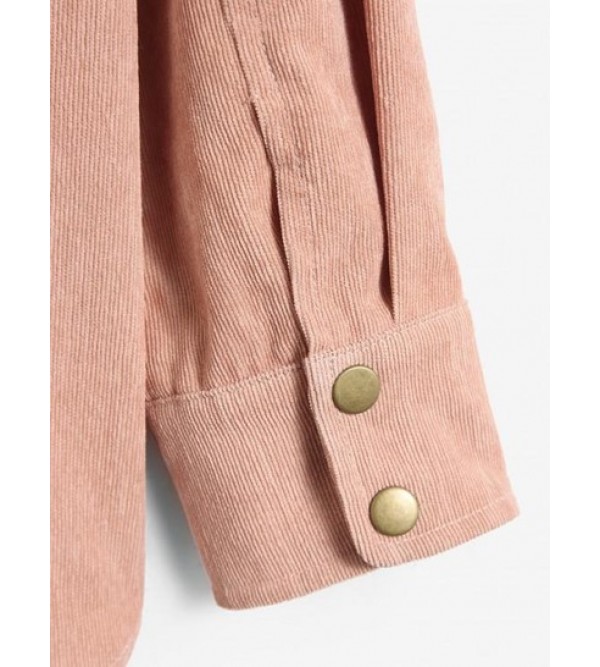 High Low Flap Details Corduroy Shacket